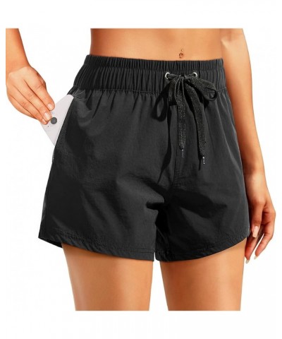 Women's Board Shorts with Pockets High Waisted Swim Shorts Quick Dry Bathing Suit Shorts with Liner 3 inches Black-1 $9.89 Sw...