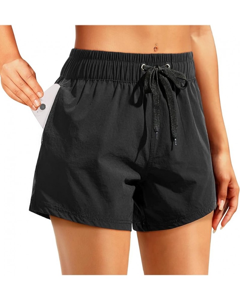 Women's Board Shorts with Pockets High Waisted Swim Shorts Quick Dry Bathing Suit Shorts with Liner 3 inches Black-1 $9.89 Sw...