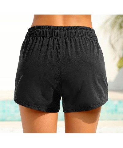 Women's Board Shorts with Pockets High Waisted Swim Shorts Quick Dry Bathing Suit Shorts with Liner 3 inches Black-1 $9.89 Sw...