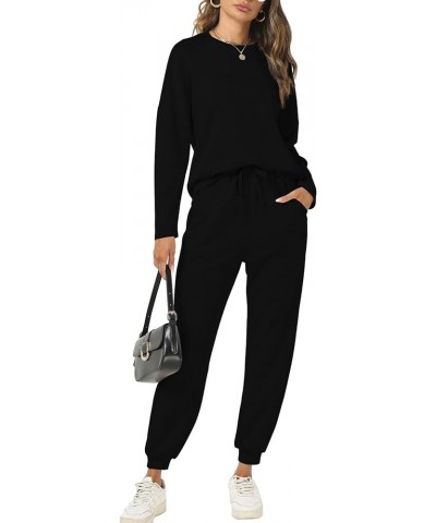 Jogger Outfits Leisure Sets for Women 2024 Sweat Matching Sets 2 Piece Cozy Athleisure Casual Lounge Wear Black $18.48 Active...