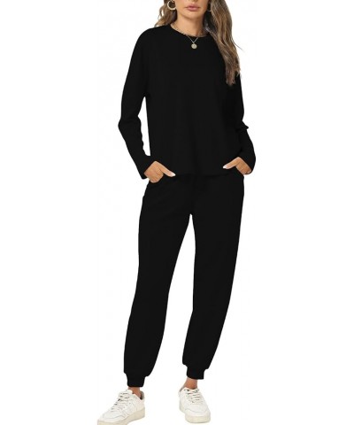 Jogger Outfits Leisure Sets for Women 2024 Sweat Matching Sets 2 Piece Cozy Athleisure Casual Lounge Wear Black $18.48 Active...