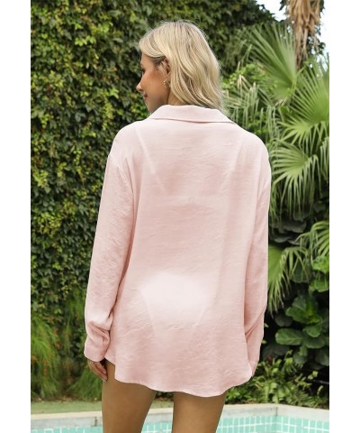 Women's Swimsuits Cover ups Shirts Bathing Suit Beachwear Button Down Shirt Long Sleeve Blouse 1-pink $11.99 Swimsuits