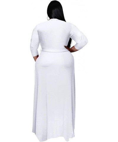 Plus Size Dress for Women - 3/4 Sleeve V Neck Printing Maxi Dresses for Women （XL-6XL） 3-white $23.00 Dresses