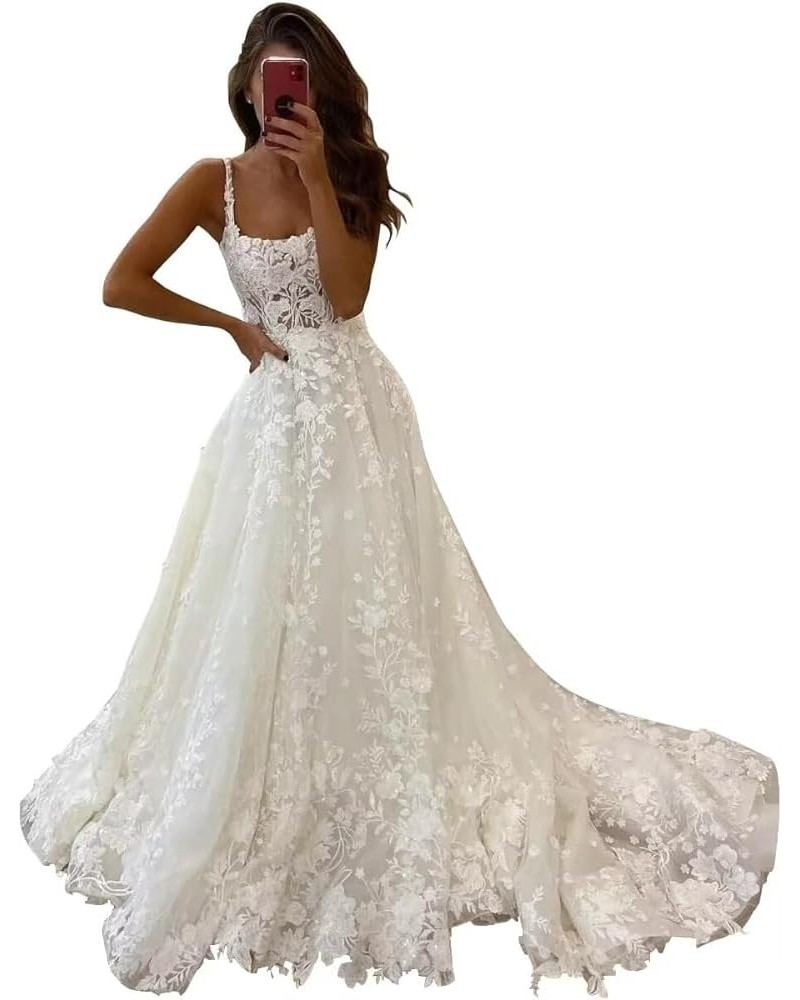 Women's Lace Mermaid Wedding Dresses for Bride 2024 Beach Bohe Wedding Bridal Gowns BF04 N-ivory $60.60 Dresses