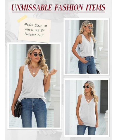 Women's Summer V Neck Tank Tops Casual Basic Sleeveless Tanks Cute Loose Tunic Shirts Cream $12.99 Tanks