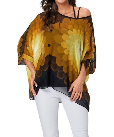 Women Chiffon Blouse Floral Batwing Sleeve Beach Cover Loose Tunic Shirt Tops Color27 $9.24 Blouses