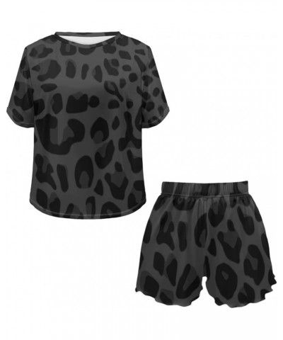 JEOCODY Women's Pajama Set Soft PJ Short Sleeve Lounge Set SleepwearSoft PJ Short Sleeve Lounge Set Sleepwear Gray Leopard $1...