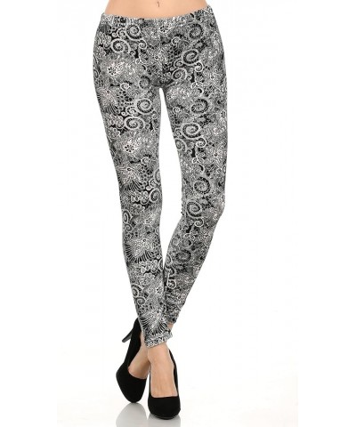 Women's Casual Full Length Winter Velour Leggings Black Paisley Lace $12.09 Leggings