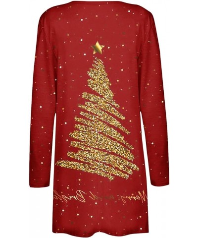 Womens Winter Coats,Womens Christmas Print Long Sleeve Cardigans Open Front Jacket Xmas Tops With Pocket 2-deep Red $9.17 Jac...