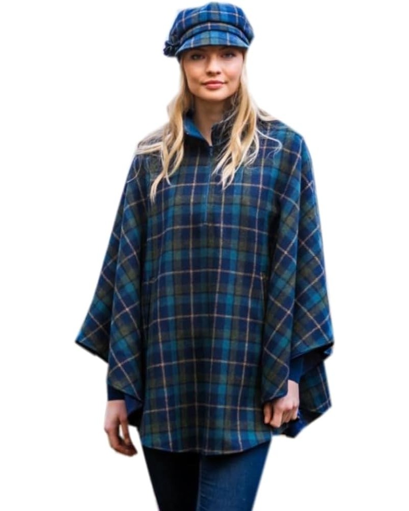 Half Zip Poncho For Women, 100% Wool Blue, Green $112.93 Coats