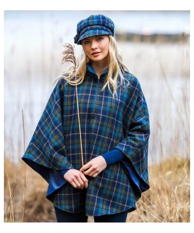 Half Zip Poncho For Women, 100% Wool Blue, Green $112.93 Coats