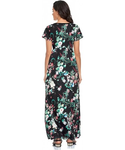 Womens Short Sleeve Maxi Dresses Empire Waist Long Dress D24-seamless Sunflower $13.74 Dresses