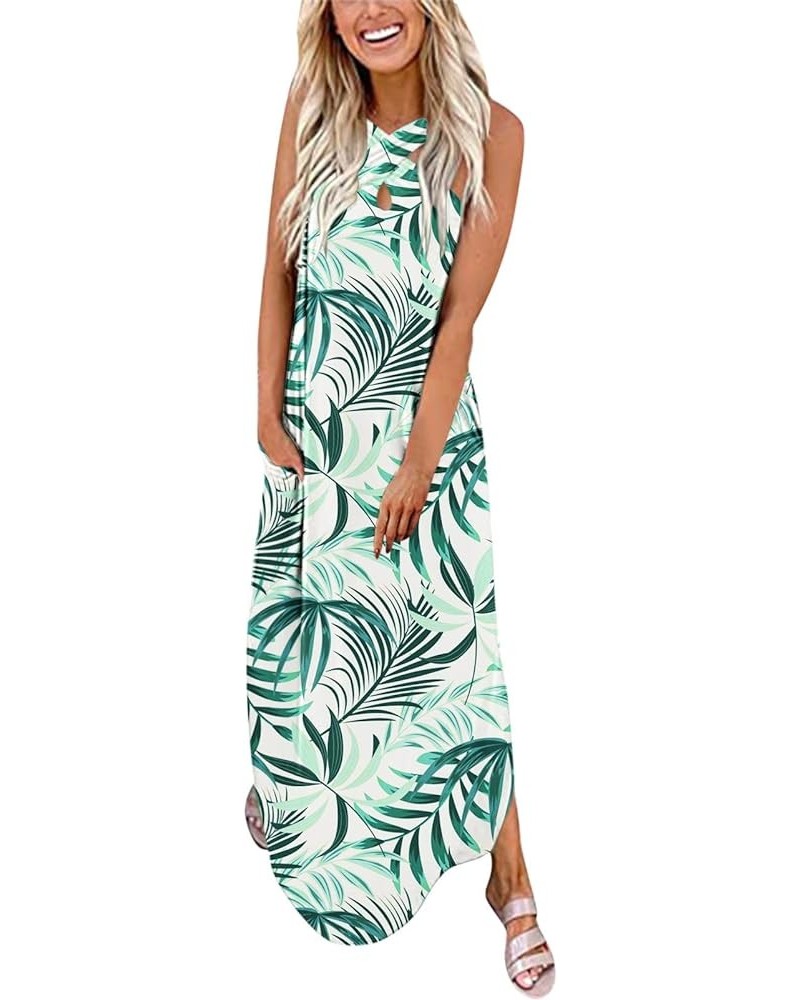 Women's Casual Loose Sundress Long Dress Sleeveless Split Maxi Dresses Summer Beach Dress with Pockets A5a-white $9.72 Active...