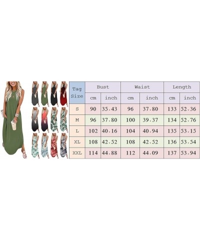 Women's Casual Loose Sundress Long Dress Sleeveless Split Maxi Dresses Summer Beach Dress with Pockets A5a-white $9.72 Active...