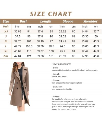 Women Elegant Notched Collar Double Breasted Wool Blend Over Coat Dark Blue $28.47 Coats