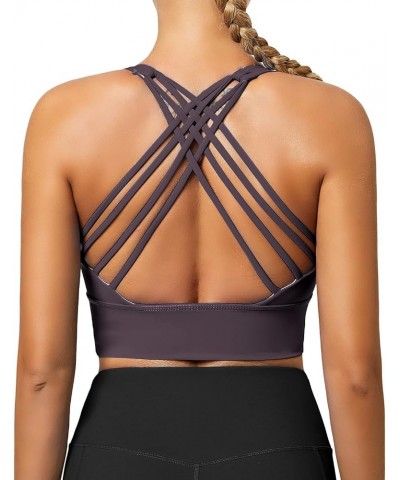 Strappy Sports Bras for Women, Padded Yoga Bra Criss-Cross Back Longline Workout Tank Tops Deep Purple New $14.83 Lingerie