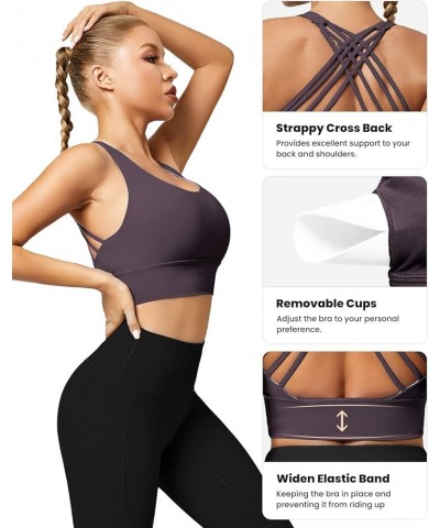 Strappy Sports Bras for Women, Padded Yoga Bra Criss-Cross Back Longline Workout Tank Tops Deep Purple New $14.83 Lingerie