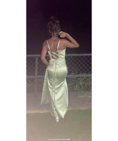 Women's Satin Prom Dress Long with Slit Ruched Mermaid Evening Gowns Formal Dress Blush $38.42 Dresses