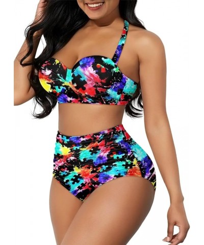 High Waisted Novelty Pattern 2 Piece Bikini Set for Women Tummy Control Swimsuit Push Up Bathing Suit Autism Awareness $18.89...