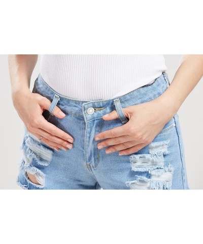 Women's Perfectly Fit 5-Pockets Ripped Denim Jean Shorts Lblue $13.94 Shorts