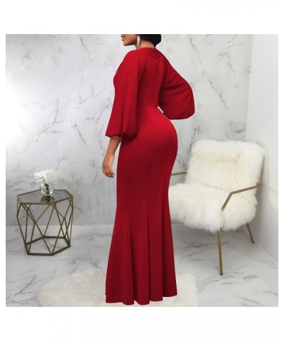 Women's Elegant Formal Mermaid Maxi Dress Off Shoulder Long Sleeve Wedding Split Evening Gown Prom Cocktail Party Dresses 553...