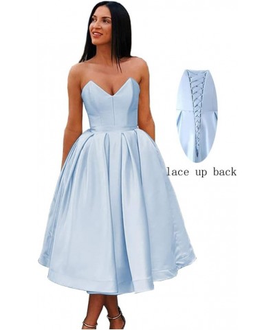 Women's Sweetheart Strapless Short Prom Dresses Satin A-line Homecoming Dresses Turquoise $47.84 Dresses