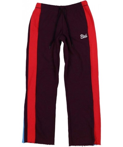 Pink Boyfriend Fit Sweatpants with Side Stripes Maroon $25.29 Activewear