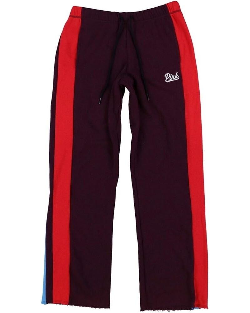 Pink Boyfriend Fit Sweatpants with Side Stripes Maroon $25.29 Activewear