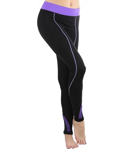 Women's Classic Full Length Active Leggings and Capris Ankle Detail - Purple $7.77 Leggings