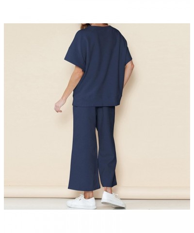 Womens Fall Cotton Linen 2 Piece Outfits Crewneck Long Sleeve Trousers Jumpsuit Set Long Pants Suits for Women 2023 Summer Pa...