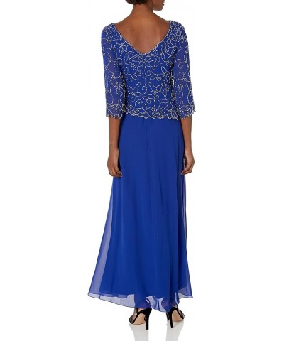 Women's V-Neck with 3/4 Sleeve Long Dress Royal Multi $35.46 T-Shirts