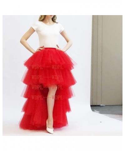 Women's Puffy Wedding High Low Layered Tulle Asymmetrical Night Out Skirt Light Army Green $34.04 Skirts