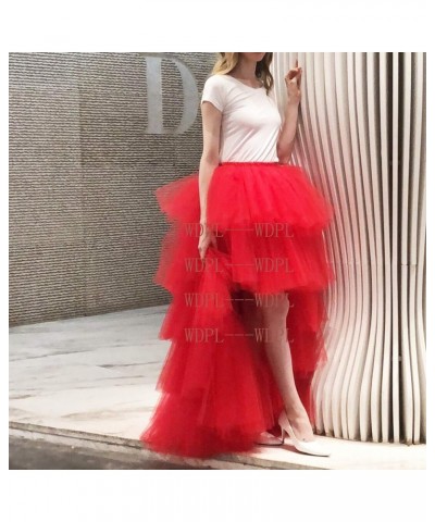 Women's Puffy Wedding High Low Layered Tulle Asymmetrical Night Out Skirt Light Army Green $34.04 Skirts