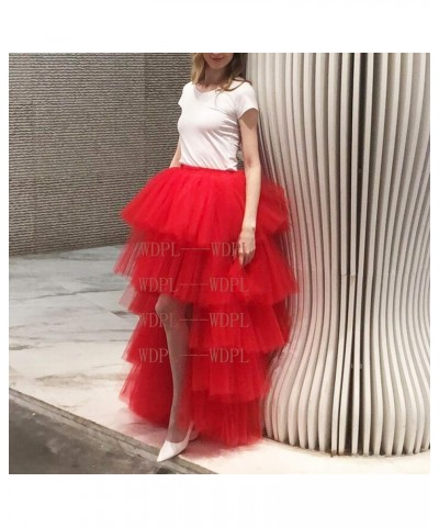 Women's Puffy Wedding High Low Layered Tulle Asymmetrical Night Out Skirt Light Army Green $34.04 Skirts