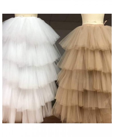 Women's Puffy Wedding High Low Layered Tulle Asymmetrical Night Out Skirt Light Army Green $34.04 Skirts