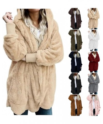 Women's Winter Coats Warm Coat Jacket Outwear Cardigan Coat Double Sided Velvet Hooded Coat, S-3XL A-beige $9.41 Jackets