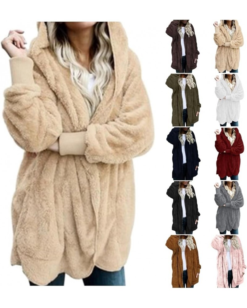 Women's Winter Coats Warm Coat Jacket Outwear Cardigan Coat Double Sided Velvet Hooded Coat, S-3XL A-beige $9.41 Jackets