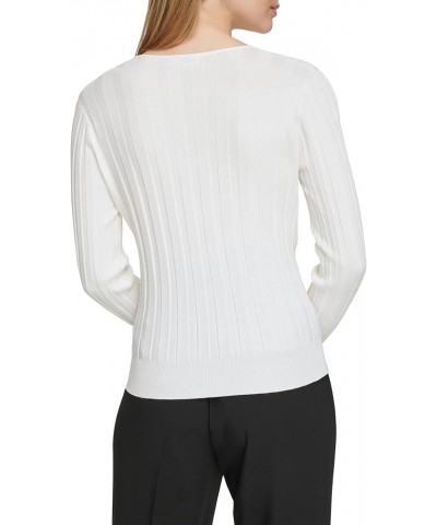 Women's Long Sleeve Faux Wrap Sweater Soft White $23.97 Sweaters