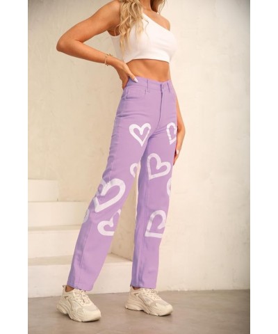 Patchwork Jeans for Women High Waisted Straight Leg Stretch Denim Pants Girls Fashion Color Block Patch Jeans Hhpurple $16.00...