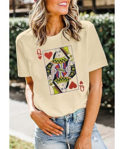 Queen of Hearts T-Shirt for Women Funny Vintage Graphic Tees Cool Cute Queen Tee Casual Short Sleeve Tops Shirts Yellow $11.5...