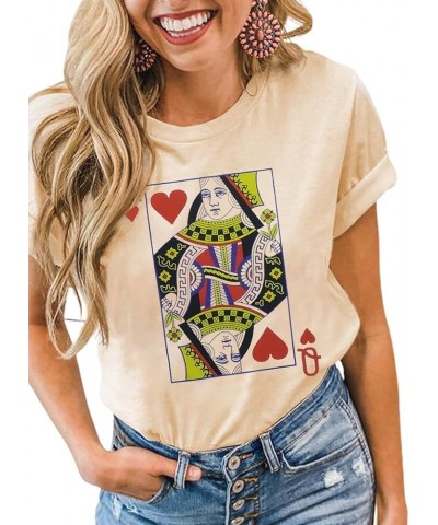 Queen of Hearts T-Shirt for Women Funny Vintage Graphic Tees Cool Cute Queen Tee Casual Short Sleeve Tops Shirts Yellow $11.5...