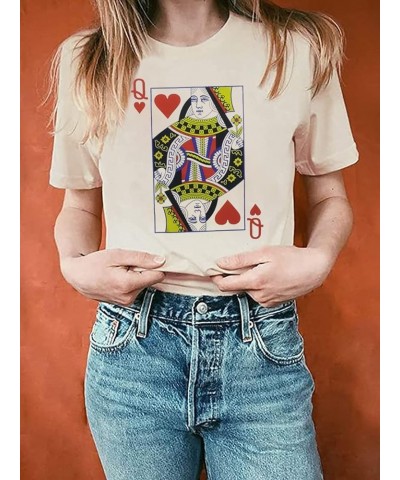 Queen of Hearts T-Shirt for Women Funny Vintage Graphic Tees Cool Cute Queen Tee Casual Short Sleeve Tops Shirts Yellow $11.5...