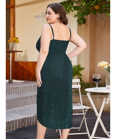 Plus Size Sequin Dresses for Women Sexy Sleeveless Spaghetti Strap Formal Dresses Womens Wedding Guest Dresses Blue-green $26...