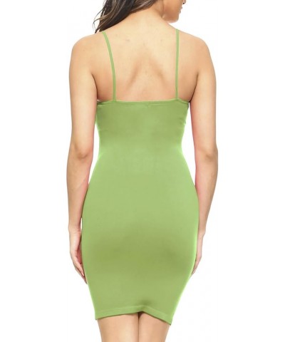 Women's Nylon Seamless Long Cami Slip Dress, Plus Size and One Size Apple Green $9.27 Dresses