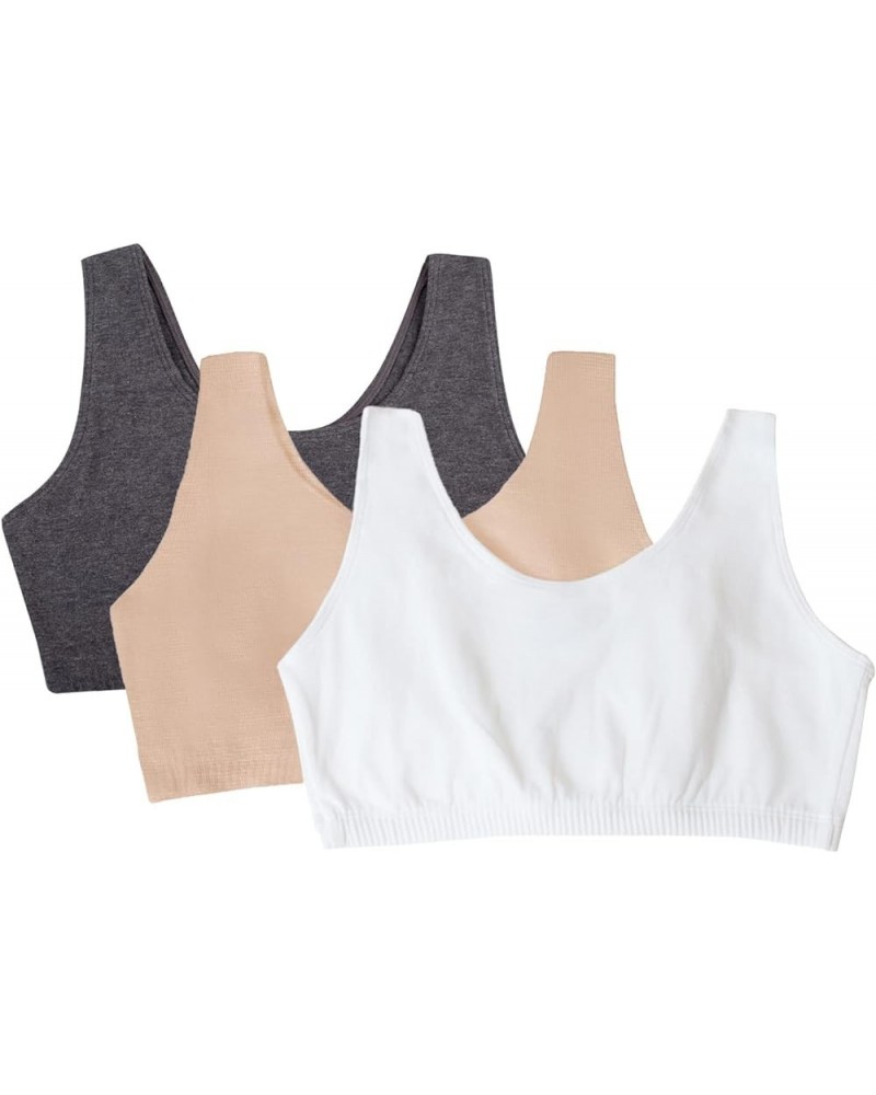 Women's Built Up Tank Style Sports Bra White/Sand/Charcoal Heather $8.80 Lingerie