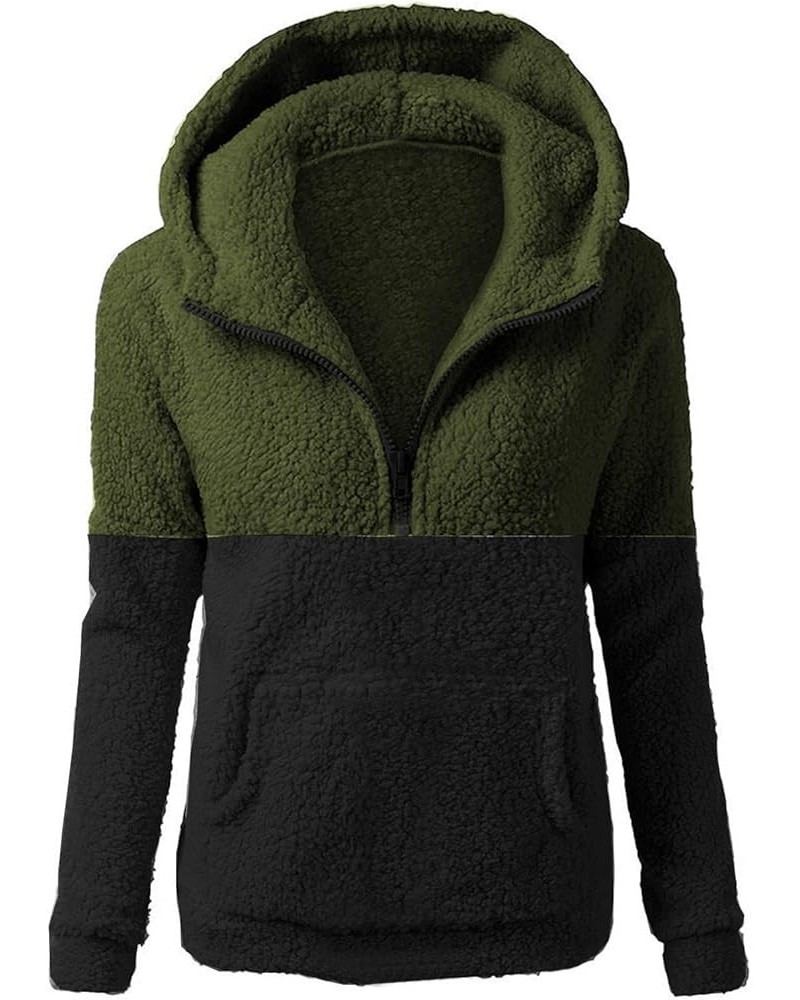 Women's Fuzzy Fleece Sherpa Hoodies Plush Sweatshirt Faux Fur Zip Up Coats Shaggy Warm Winter Outerwear 01 Army Green $9.89 J...