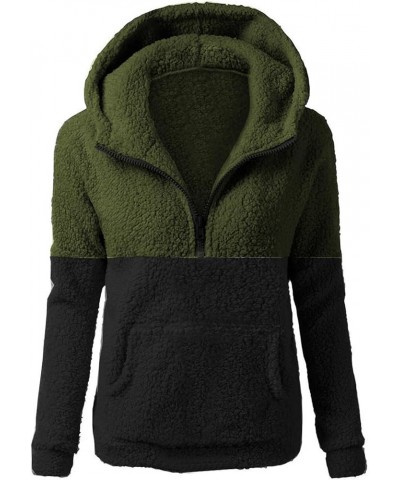 Women's Fuzzy Fleece Sherpa Hoodies Plush Sweatshirt Faux Fur Zip Up Coats Shaggy Warm Winter Outerwear 01 Army Green $9.89 J...