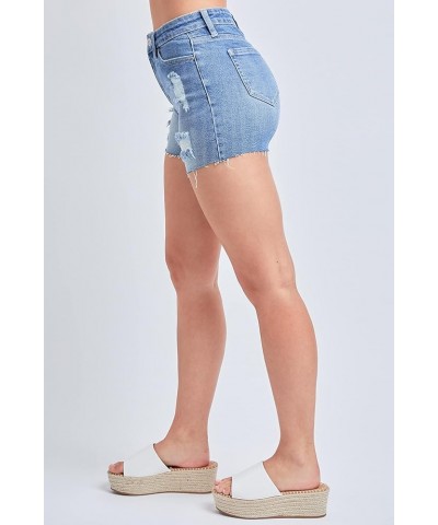 Women's Junior Vintage Dream High-Rise Mid-Length Distressed Hem Denim Shorts Medium Wash $15.27 Shorts