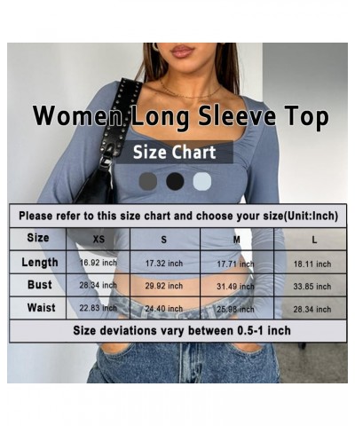 Women's Sexy Long Sleeve Going Out Tops Pleated Bustier Shirt Cute Sweetheart Neck Y2K Cropped Top Dark Grey $16.23 Tops