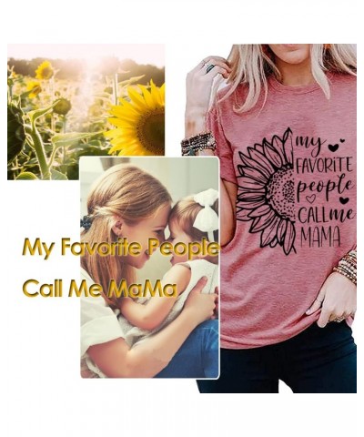 Sunflower Cute Mom Shirt My Favorite People Call Me Mama Summer Flower Funny Graphic Mother Gift Tee Tops Red $11.87 Activewear